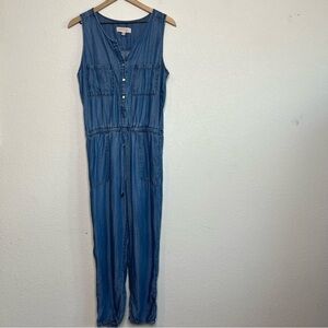 Philosophy Women Jumpsuit Medium Blue Chambray Tencel Lyocell Sleeveless Straigh
